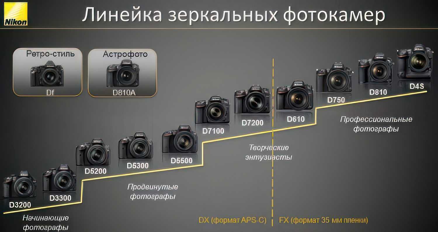 Линейка зеркальных фотоаппаратов Nikon
